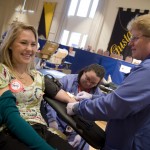 Communication Studies Major Jenny Broman donates blood. (Photo by Alex Messenger '10)