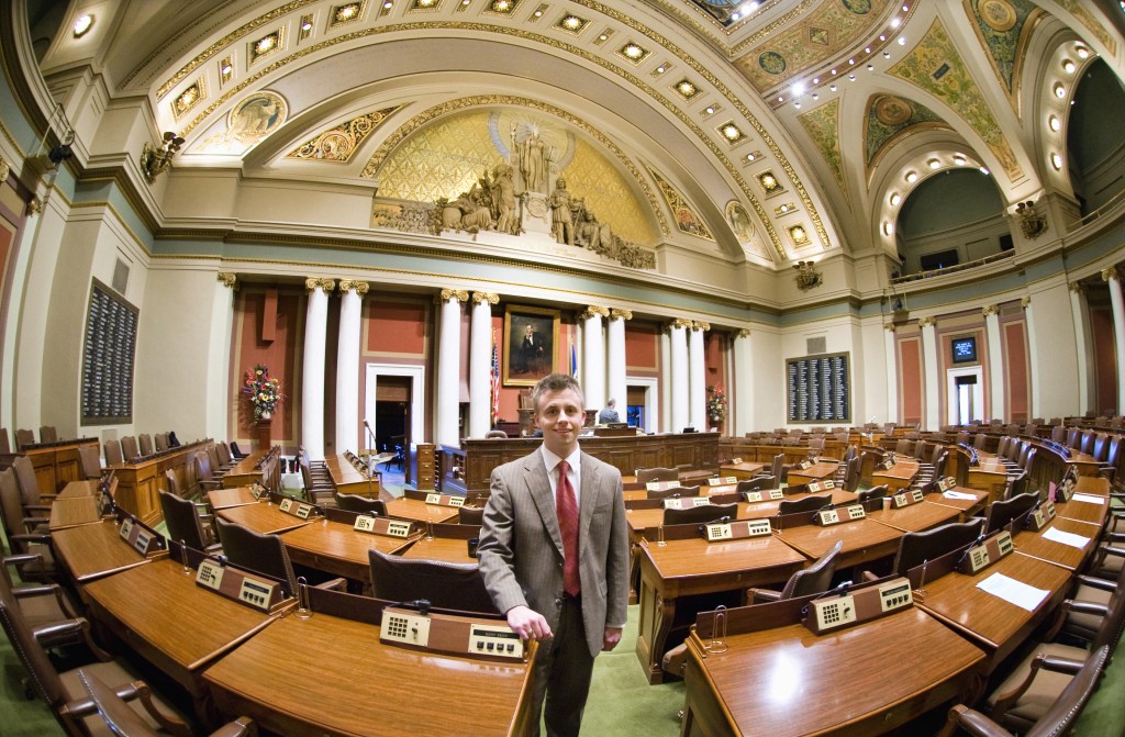 Swenson on the floor of the Minnesota House chamber.